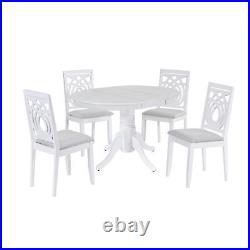 5-Piece Extendable Round Dining Table Set with 4 Upholstered Kitchen Table Set