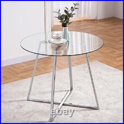 5 Piece Home Dining Table Glass Coffee Table and 4 Chairs Breakfast Furniture