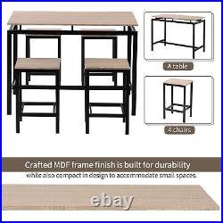 5-Piece Kitchen Counter Height Table Set, Industrial Dining Table