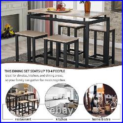 5-Piece Kitchen Counter Height Table Set, Industrial Dining Table