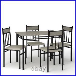 5 Piece Kitchen Dining Table Set Modern Rectangular Table and High-back Chairs