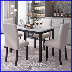 5 Piece Kitchen Dining Table Set with 4 Thicken Cushion Dining Chairs