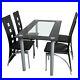 5 Piece Kitchen Dining Table Set with Glass Table Top Dining Table with 4 Chairs