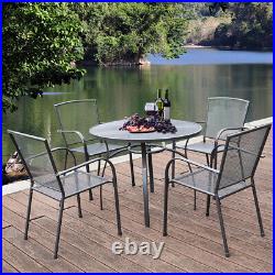5-Piece Metal Outdoor Dining Set With Round Table 4 Chairs Patio Furniture Grey