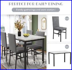 5- Piece Modern Dining Table Set With Marble Velvet Chairs