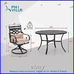 5-Piece Patio Dining Set Metal Round Table & Swivel Chairs Outdoor Furniture Set