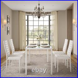 5-Piece Rectanglar Kitchen Dining Table Set for 4 for Dining Room, White
