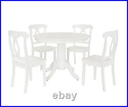 5 Piece White Dining Set 4 Chairs Round Table Wood Kitchen Breakfast Furniture