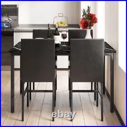 5 Pieces Dining Set 5-Piece Kitchen Table with Marble Top, 4 Durable black faux