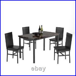 5 Pieces Dining Set 5-Piece Kitchen Table with Marble Top, 4 Durable dark brown