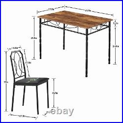 5 Pieces Dining Table Set 4 Chair Kitchen Breakfast Table Metal Seat Furniture
