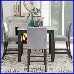 5-piece Counter Height Dining Table Set with One Faux Marble Dining Table and