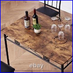 5-piece Dining Table Set Kitchen Furniture Chair Seat Wooden Table Metal Seat
