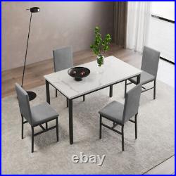 5-piece dining table set 5-piece set with faux marble tabletop and 4 durable