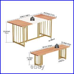 63 3 Piece Dining Table Set for 4-6 Kitchen Breakfast Dinette with 2 Benchs