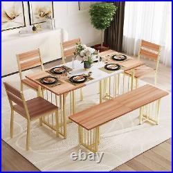 63 6 Piece Dining Table Set for 6-8 Kitchen Breakfast Dinette withBench &Chairs