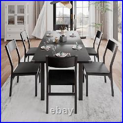 63 Dining Table Set with 6 Chairs, 7-Piece Extendable Kitchen Table Set for 4-6