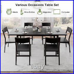 63 Dining Table Set with 6 Chairs, 7-Piece Extendable Kitchen Table Set for 4-6