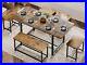 6-Piece Dining Table Set 63 Extendable Kitchen Table with 1Bench&4Square Stools