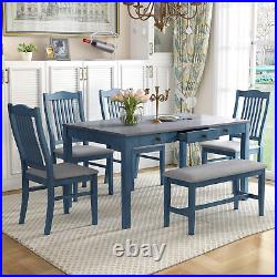 6-Piece Dining Table Set with 4 Upholstered Chairs and Bench Kitchen Table