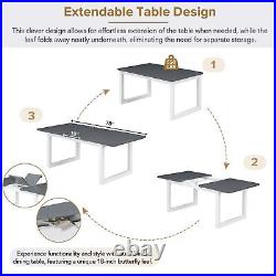 6-Piece Extendable Dining Table Set, 4 Upholstered Dining Chairs and Dining Bench