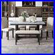 6-piece Dining Table with 4 Chairs & 1 Bench Table with Marbled Veneers Tabletop