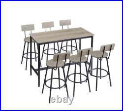 7 Piece Dining Table Set Chairs Home Kitchen Counter Height Table with 6 Chairs