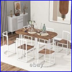 7-Piece Dining Table Set with Faux Marble Compact Kitchen Table Set US Stock