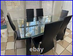 7 Piece Glass Dining Table and Chair Set for Kitchen Dining Room