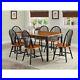 7 Piece Kitchen Dining Set Farmhouse Wood Table & 6 Chairs Black & Cherry Oak