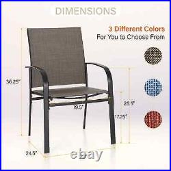 7 Piece Outdoor Patio Dining Set Fixed Chairs & Rectangle Table withUmbrella Hole