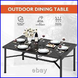 7-Piece Outdoor Patio Dining Set Rectangle Table with Umbrella Hole 6 Chairs
