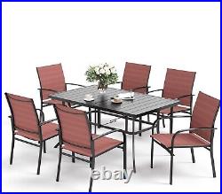 7 Piece Patio Dining Table Set Outdoor Table Chairs Set Rectangular Tables