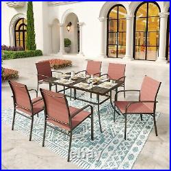 7 Piece Patio Dining Table Set Outdoor Table Chairs Set Rectangular Tables