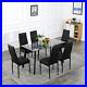 7 Pieces Dining Table Set, Glass Dining Table Set for 6, Kitchen Dinner Table with