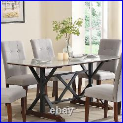 7-piece Dining Table Set Sintered Stone Dining Table with 6 Upholstered Chairs