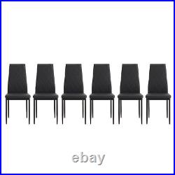 7-piece Modern Elegant Black Dining Table Set Leather Chairs Home