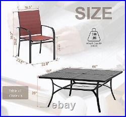 9 Piece Patio Dining Set Outdoor Metal Square Table with Umbrella Hole