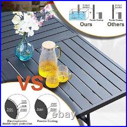 9 Piece Patio Dining Set Outdoor Metal Square Table with Umbrella Hole