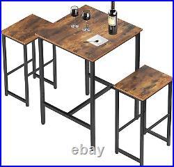 Bar Table Set, 3-Piece Dining Table and Bar Stools Set, Pub Table with Adjustabl