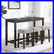 Bar Table Set with Power Outlet, 4 Piece Dining Set, Industrial Style