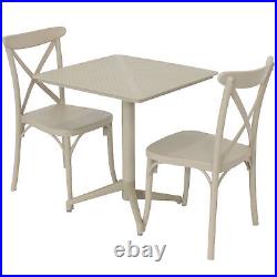 Bellemead Plastic 3-Piece Dining Table and Chairs Set Coffee by Sunnydaze