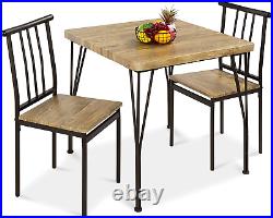 Best Choice Products 3-Piece Dining Set Modern Dining Table Set, Metal and Wood