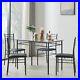 Black 5 Piece Dining Table and Chairs Set Glass Table Top Design for 4