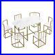 Compact 7-Piece Dining Table Set Faux Marble Table with 6 Dining Kitchen Chairs