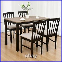Dining Set 5-Piece Dining Room Set, 1 Wood Dining Table with 4 Fabric Chairs Set