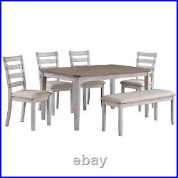 Dining Set 6-Piece Dining Room Set, 1 Dining Table with 4 Chairs and 1 Bench