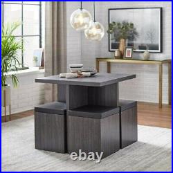 Dining Set Table With 4 Storage Ottomans 5 Piece Dining Set Black Weathered Fin