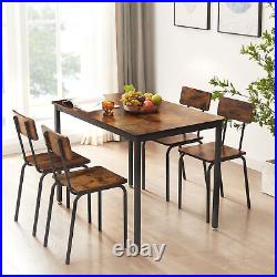 Dining Table Set 5-Piece Dining Chair with Backrest, Industrial style, Sturdy co