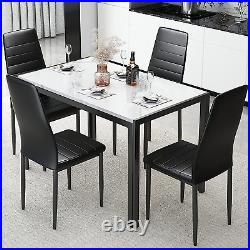 Dining Table Set for 4, 5 Piece Dining Table Set Faux Marble Kitchen Table and C